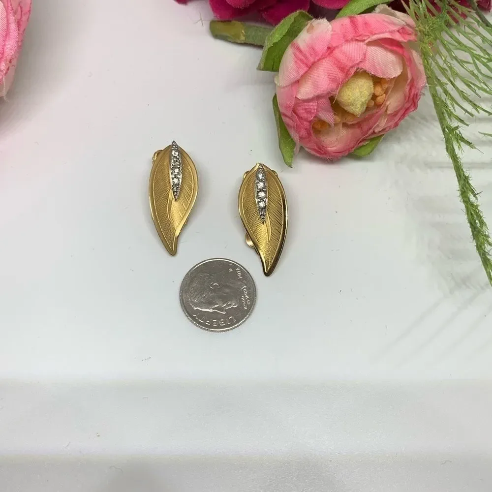 VINTAGE⚜️ESTATE 12K GOLD FILLED Crystal Clip Earrings